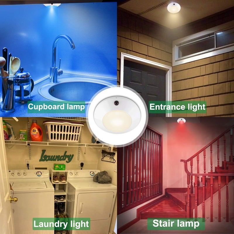 BIGLIGHT Color Changing Ceiling Light Battery Operated, Dimmable Shower Light with Timer, Wireless Puck Light Indoor for Entrance Bathroom Stair Wall Hallway Pantry Laundry Closet - Image 4